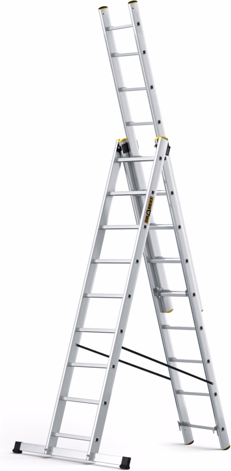 DRABEST Escalera Serie Pro de Aluminio Multiusos de 3 Tramos